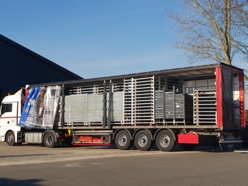 Deense kar nieuw met standaard wielen, incl. 3 platen en staanders