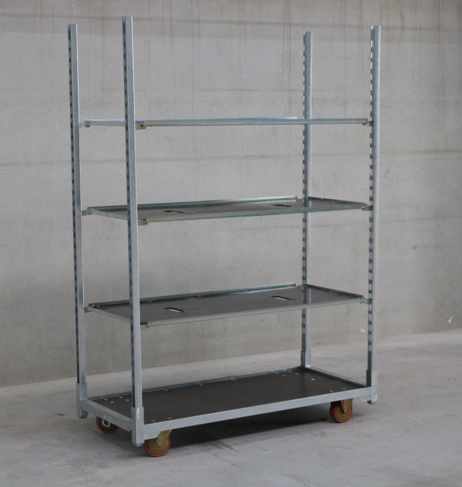 Deense kar nieuw met standaard wielen, incl. 3 platen en staanders
