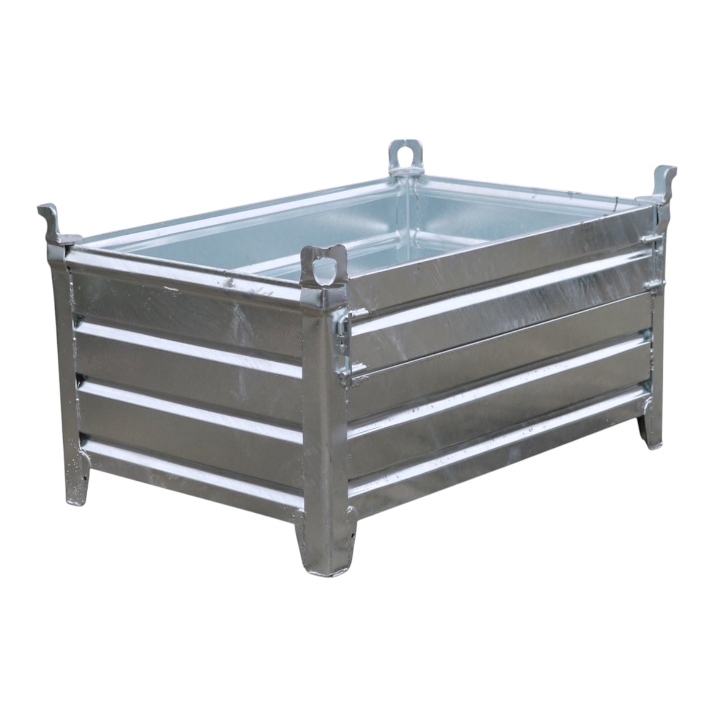Galvanized stacking container L with 1 flap