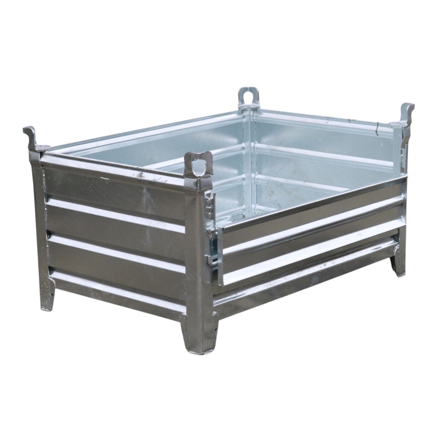 Galvanized stacking container L with 1 flap