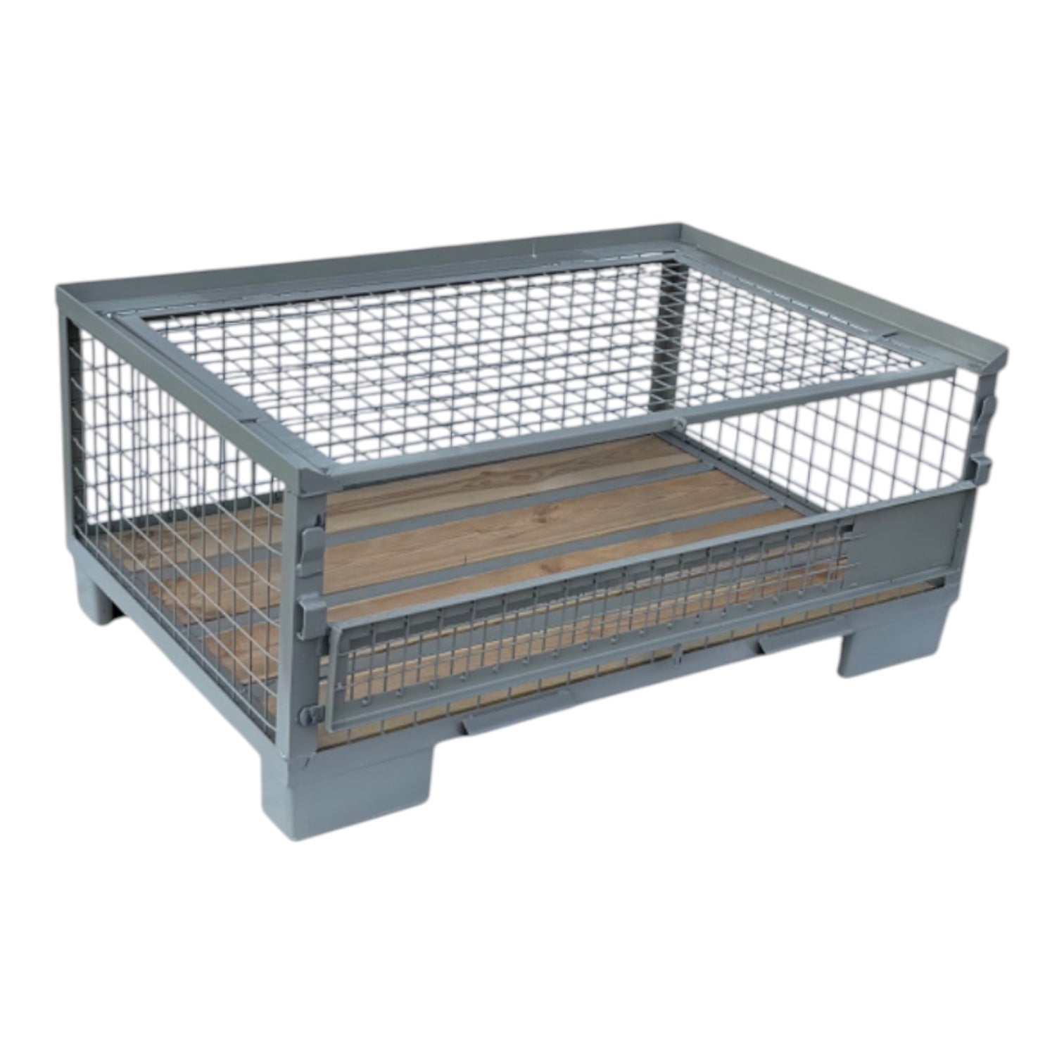 gb014 staal gitterbox hout met staalprofiel