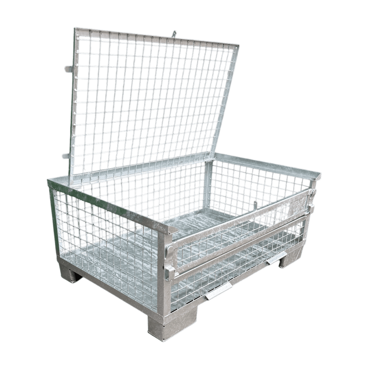 wire mesh container with anti-theft flap GB024 hot-dip galvanized