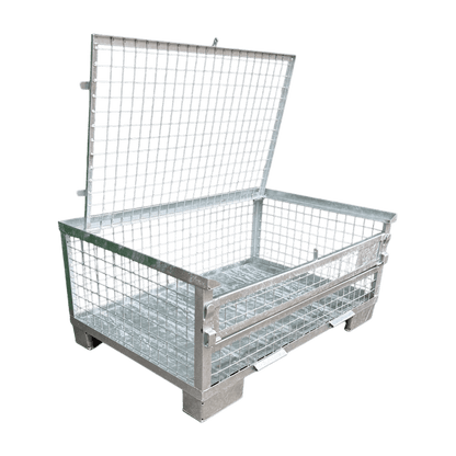 wire mesh container with anti-theft flap GB024 hot-dip galvanized