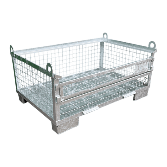 Mesh container GB023 with lifting eyes, half hot-dip galvanized 1240 x 835 x 556 mm