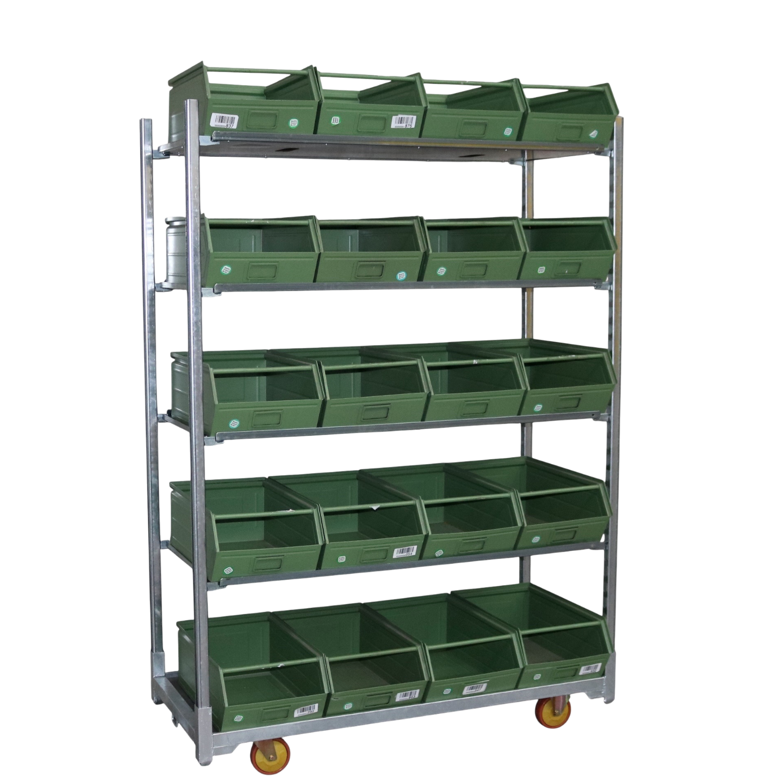 kar op wielen met indelingsbakken