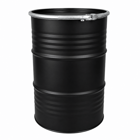 200L steel drum with lid UN black SV007