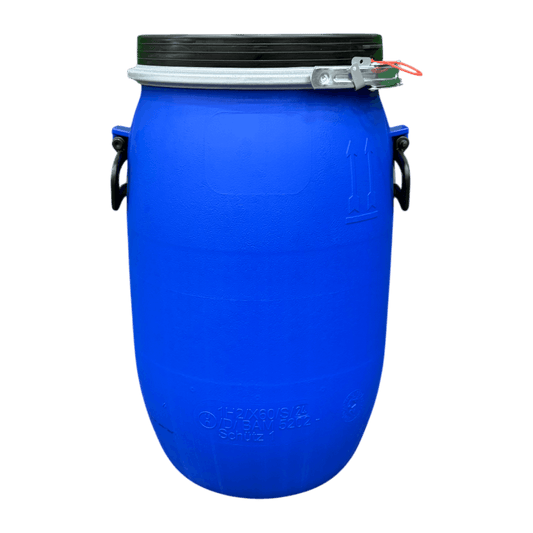 30L plastic drum with lid, UN blue with handles KV005