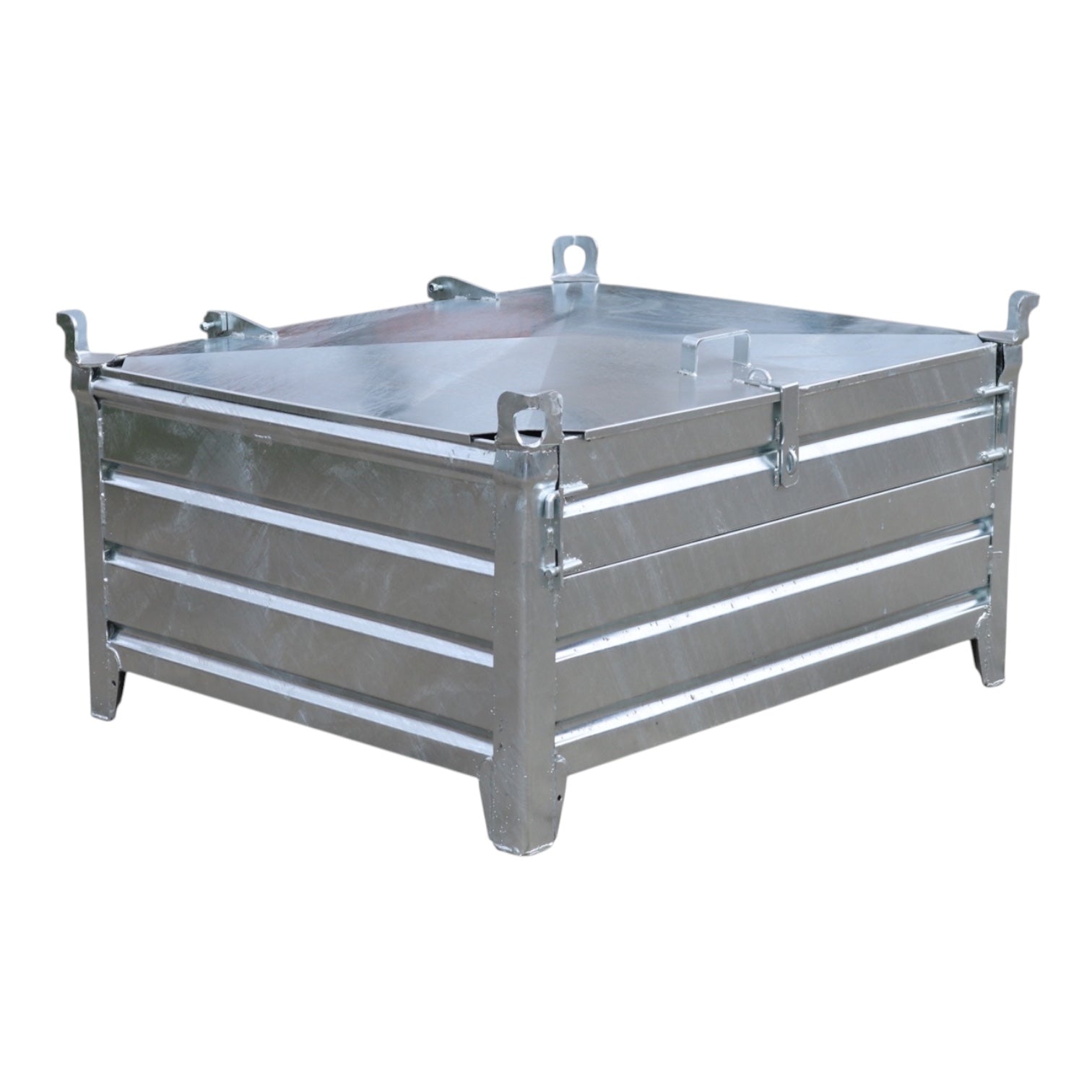 verzinkte stapelbak xl met 2 kleppen goed stapelbaar 1200 x 1000 x 500